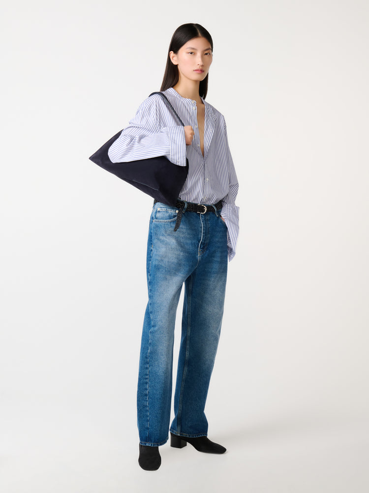 SHIBORU SUEDE BAG IN DARKEST NAVY