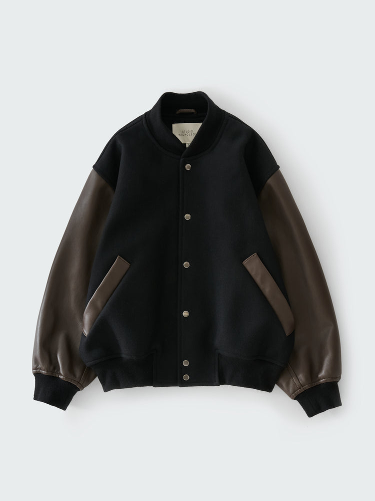 ALPH LEATHER BOMBER JACKET IN BLACK / COCOA