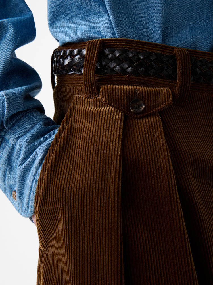SN X BEAMS PLUS ALVY DOUBLE PLEAT PANT IN TOFFEE