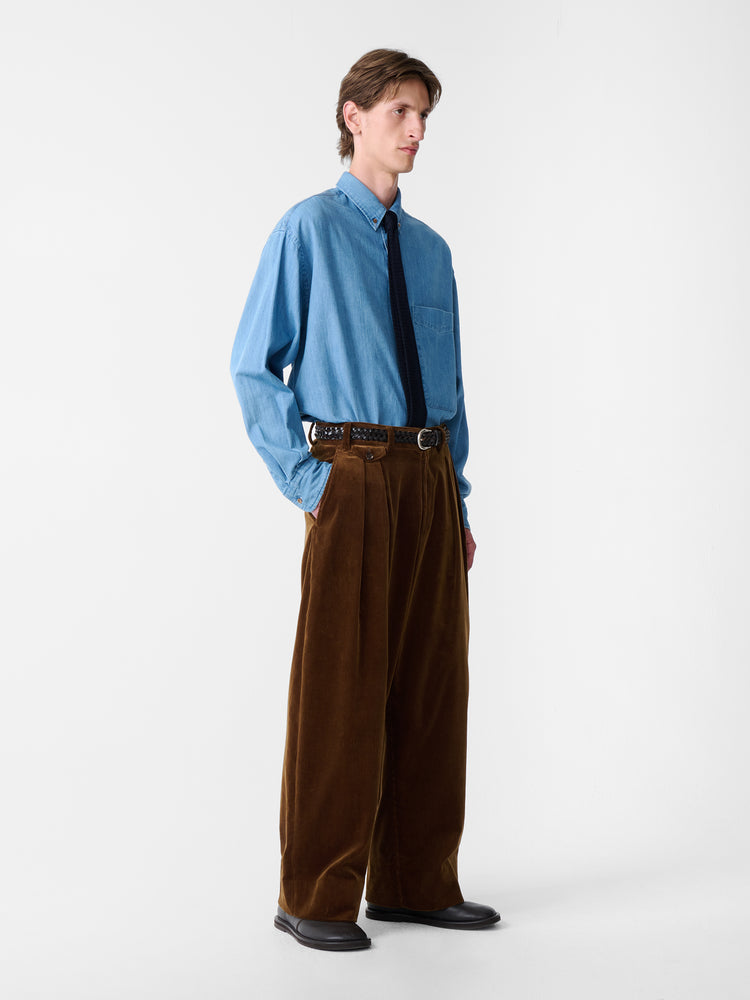 SN X BEAMS PLUS ALVY DOUBLE PLEAT PANT IN TOFFEE