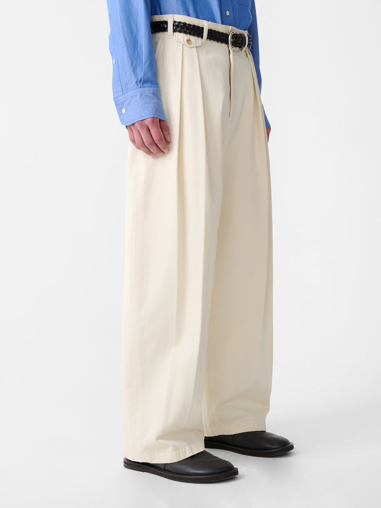 SN X BEAMS PLUS ALVY DOUBLE PLEAT PANT IN CREAM