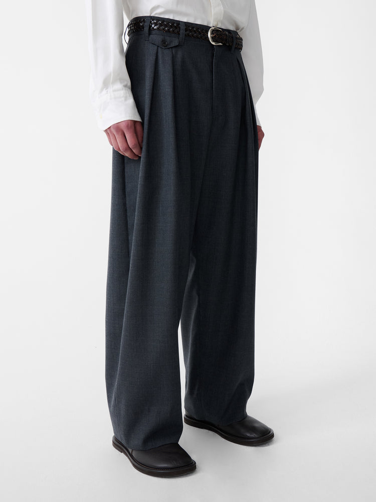 SN X BEAMS PLUS ALVY DOUBLE PLEAT PANT IN CHARCOAL MARL