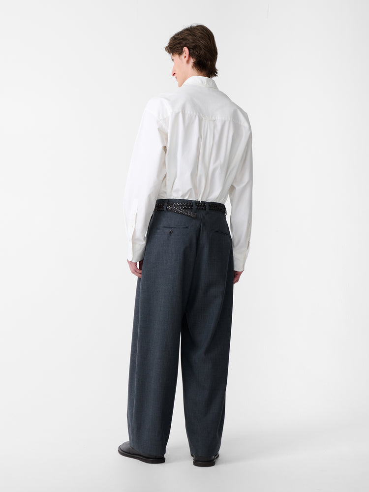 SN X BEAMS PLUS ALVY DOUBLE PLEAT PANT IN CHARCOAL MARL
