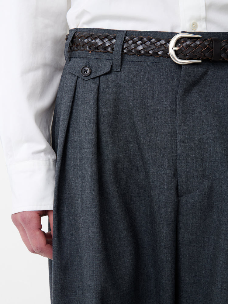 SN X BEAMS PLUS ALVY DOUBLE PLEAT PANT IN CHARCOAL MARL
