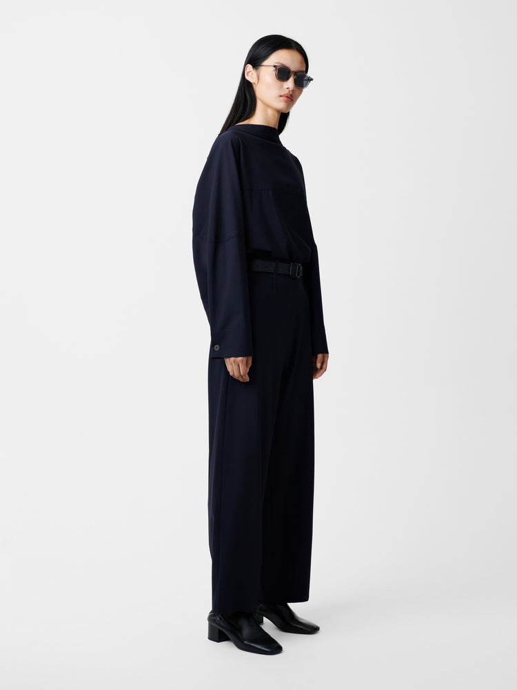 BAIER TROPICAL WOOL PANT IN DARKEST NAVY