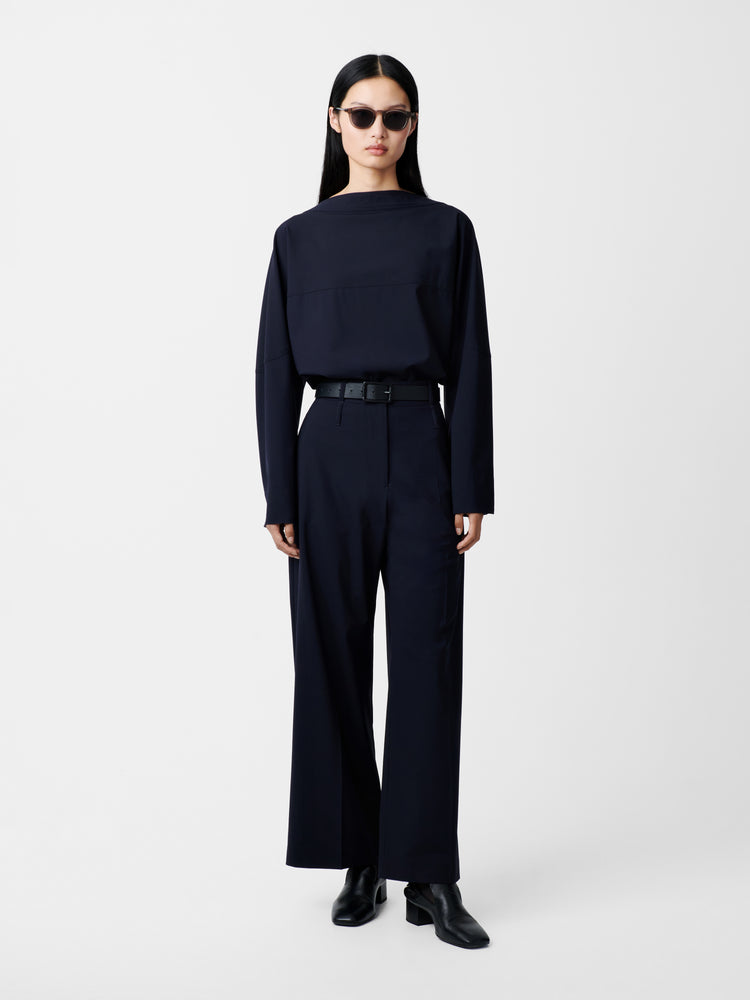 BAIER TROPICAL WOOL PANT IN DARKEST NAVY