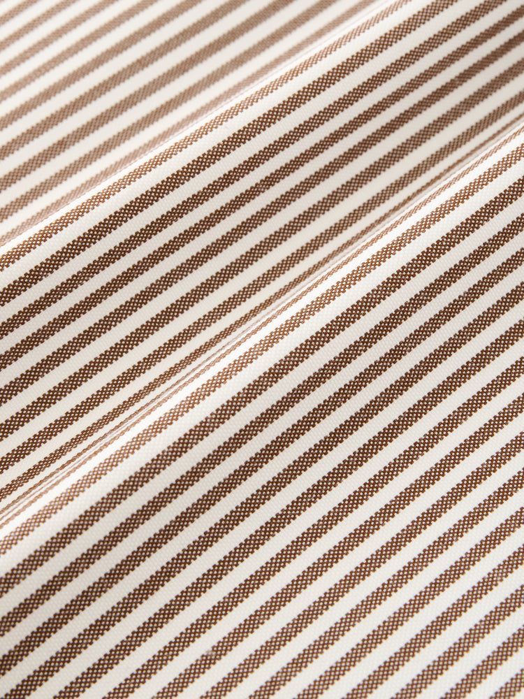 SN X BEAMS PLUS LISA OXFORD SHIRT IN BROWN WHITE STRIPE