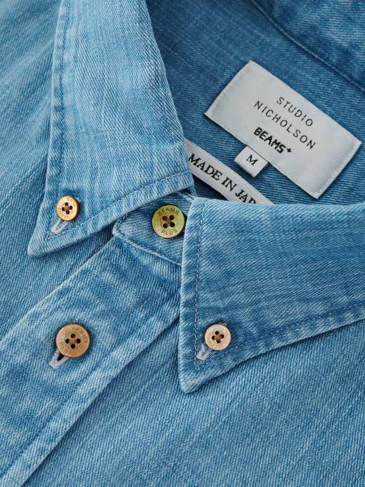 SN X BEAMS PLUS LISA DENIM SHIRT IN FADED WASH