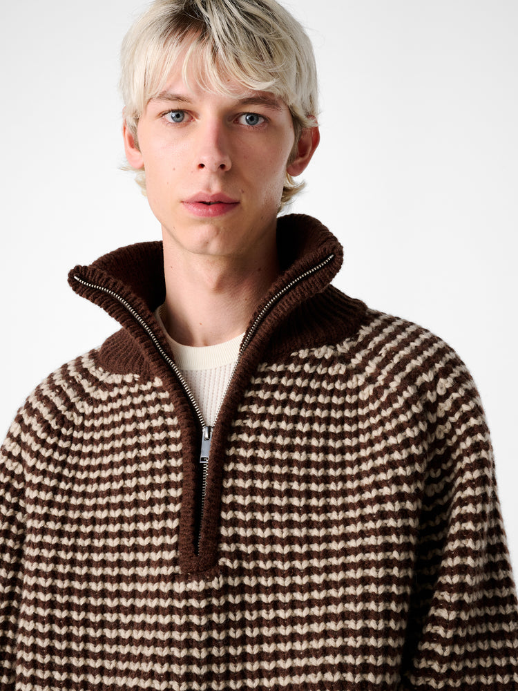 SN X AARON LEVINE BRISTOL KNIT IN CHOCOLATE OATMEAL STRIPE