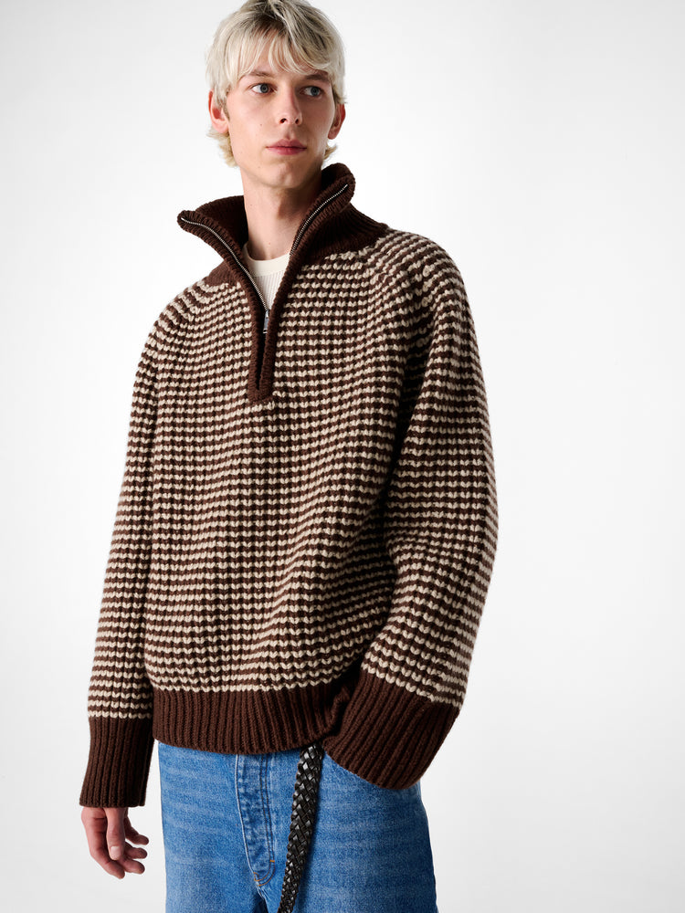 SN X AARON LEVINE BRISTOL KNIT IN CHOCOLATE OATMEAL STRIPE
