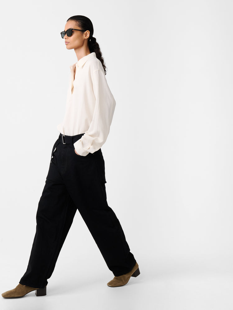 CAHUN CRINKLE DENIM PANT IN BLACK