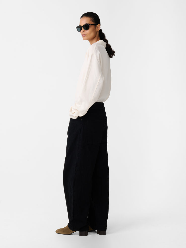 CAHUN CRINKLE DENIM PANT IN BLACK