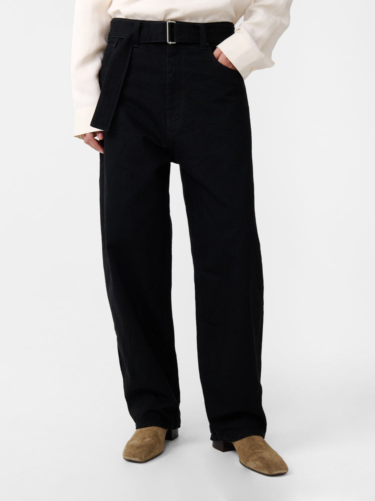 CAHUN CRINKLE DENIM PANT IN BLACK