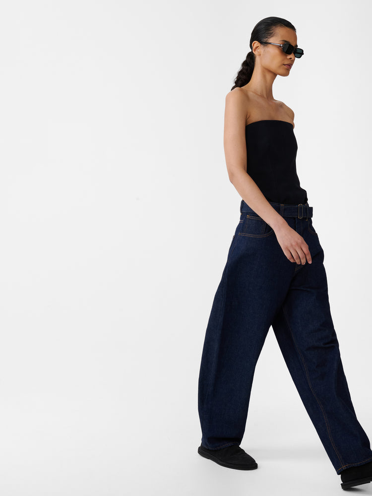 CAHUN CRINKLE DENIM PANT IN INDIGO