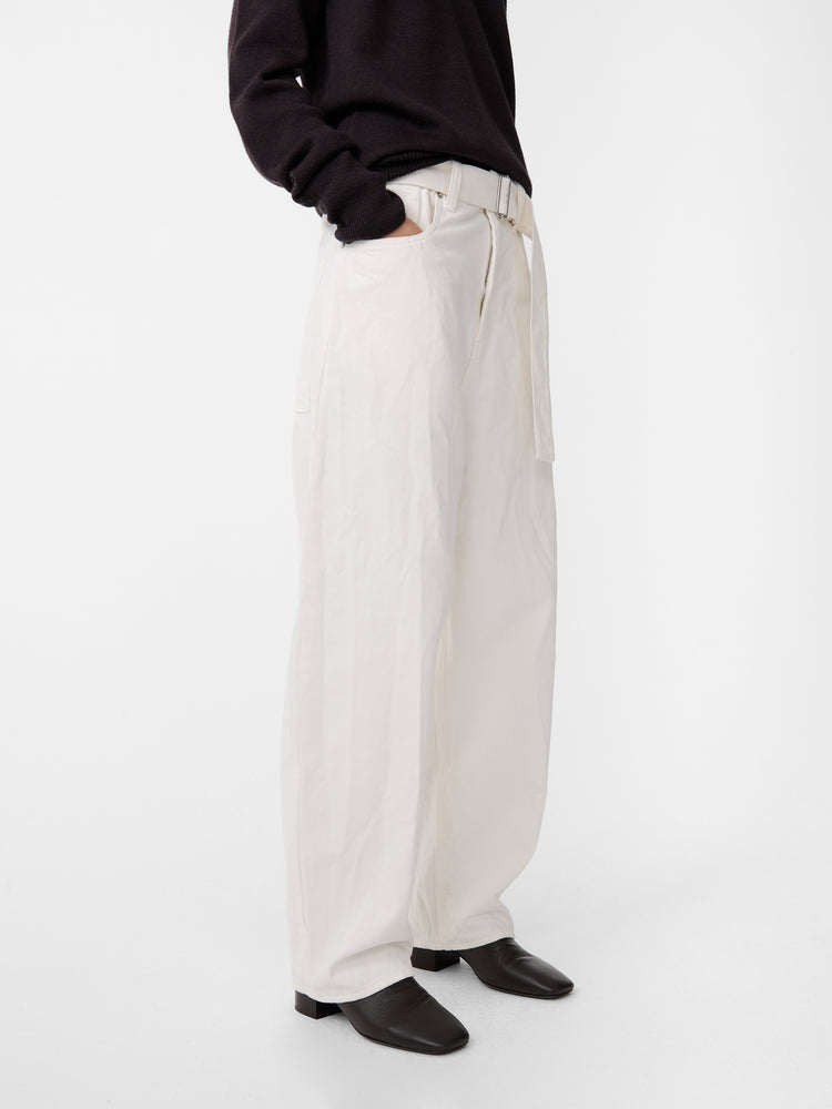 CAHUN CRINKLE DENIM PANT IN WHITE