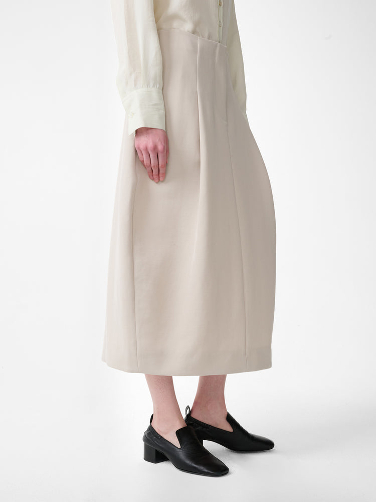 CARSON WOOL SKIRT IN PUTTY