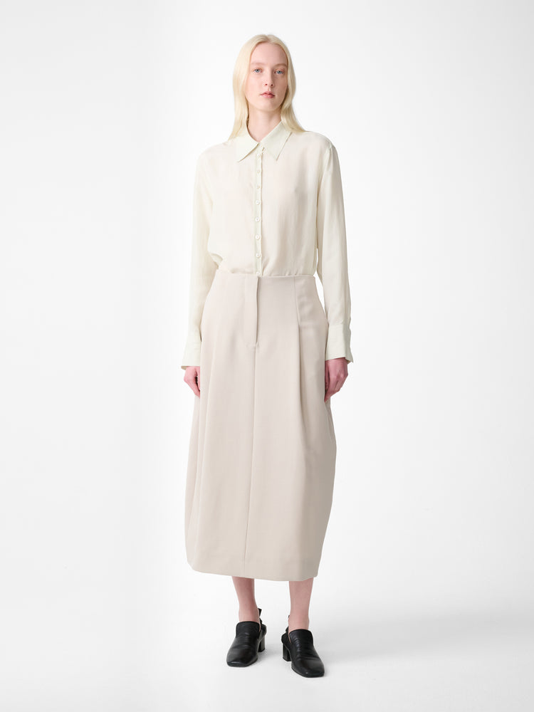 CARSON WOOL SKIRT IN PUTTY