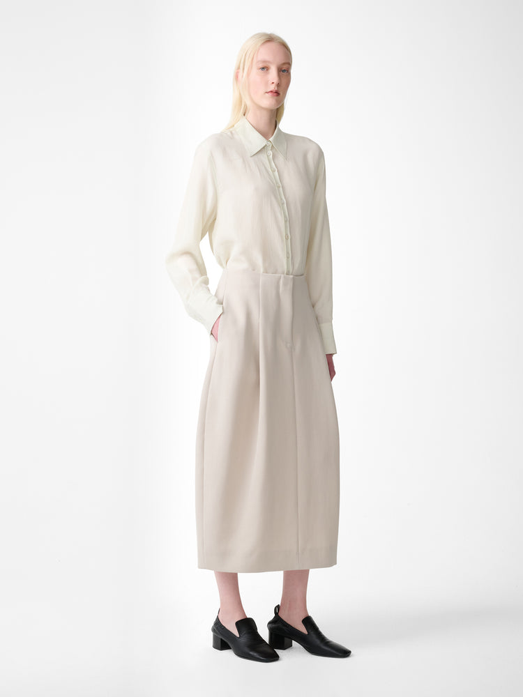 CARSON WOOL SKIRT IN PUTTY