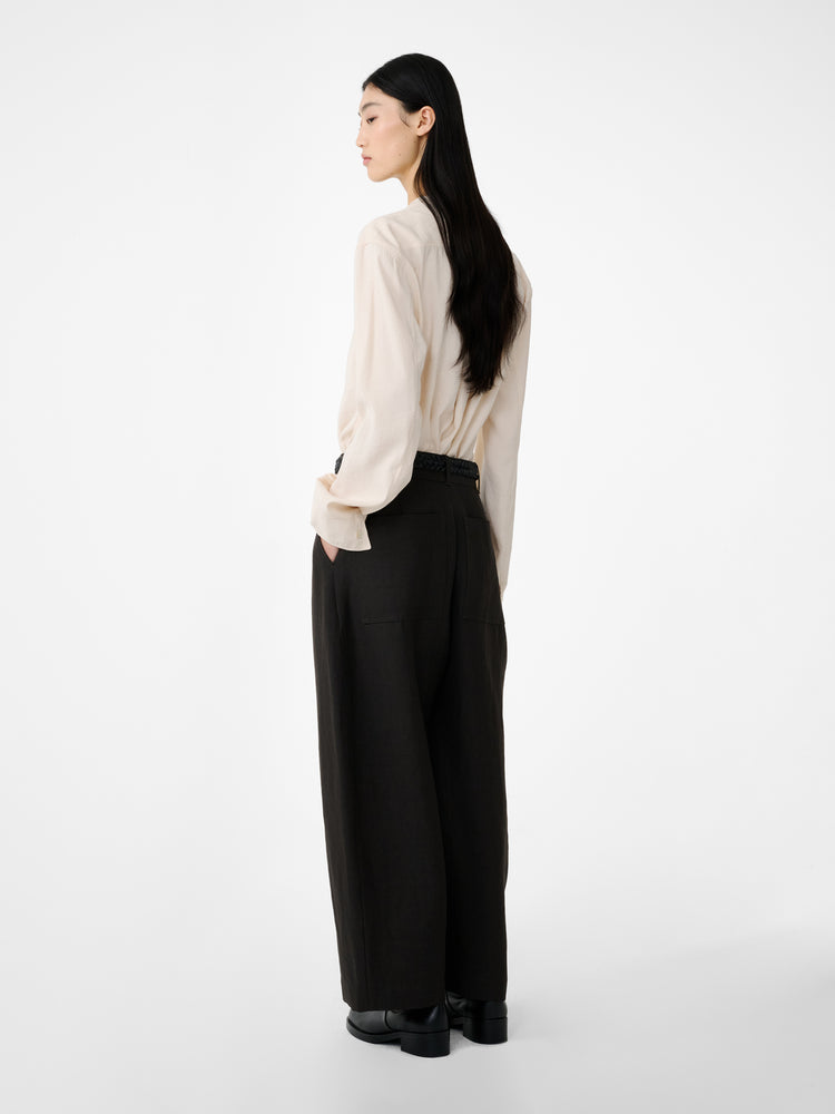 CHALCO LINEN PANT IN BLACK GRAPE