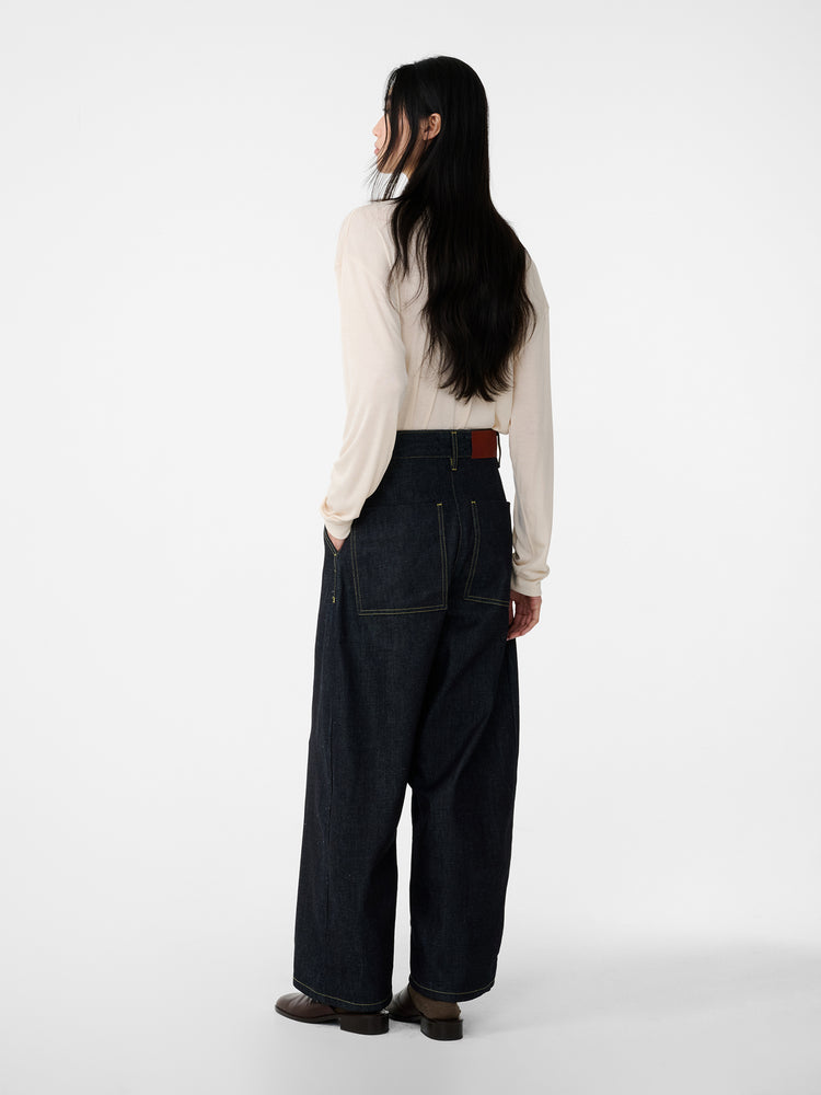 CHALCO WIDE LEG DENIM PANT IN RAW INDIGO