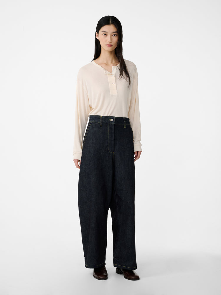 CHALCO WIDE LEG DENIM PANT IN RAW INDIGO