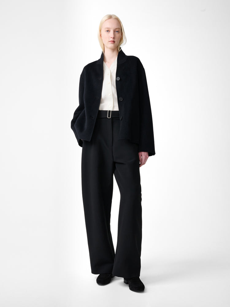 CHATTO WOOL BELTED PANT IN BLACK