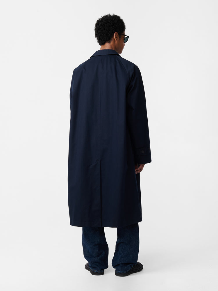 CROWE COATED COTON COAT IN DARKEST NAVY