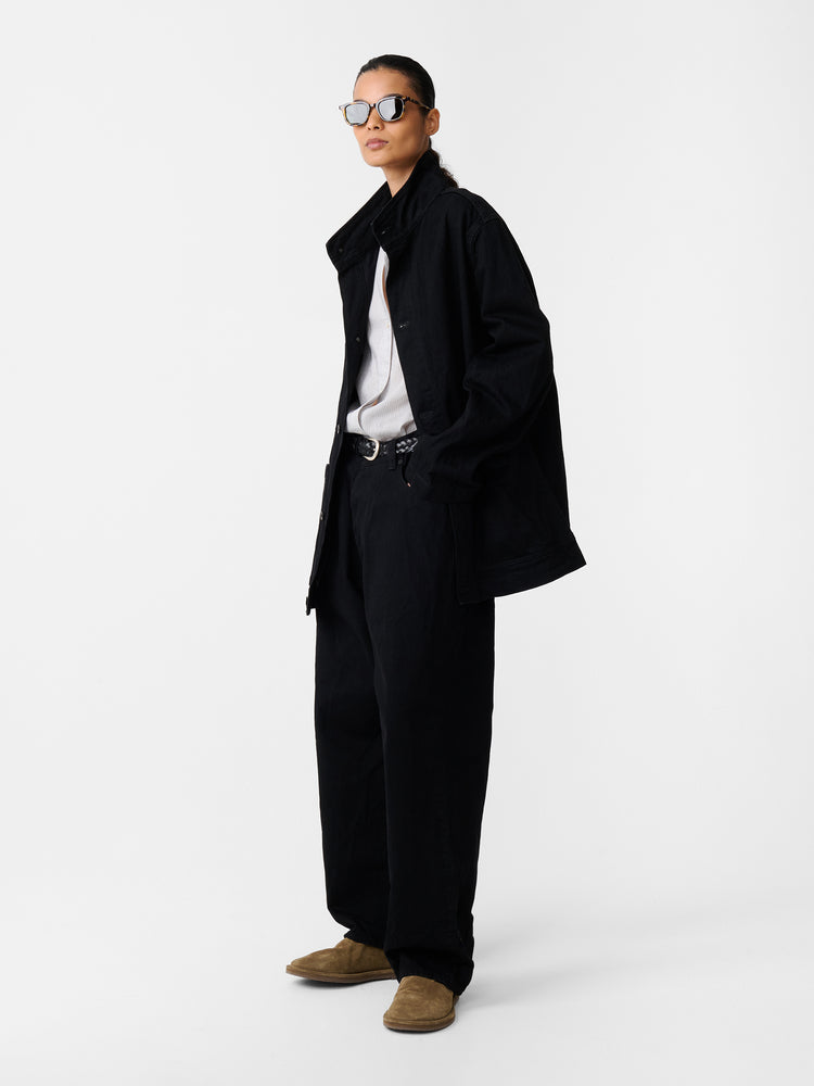 DISTRICT CRINKLE DENIM JACKET IN BLACK