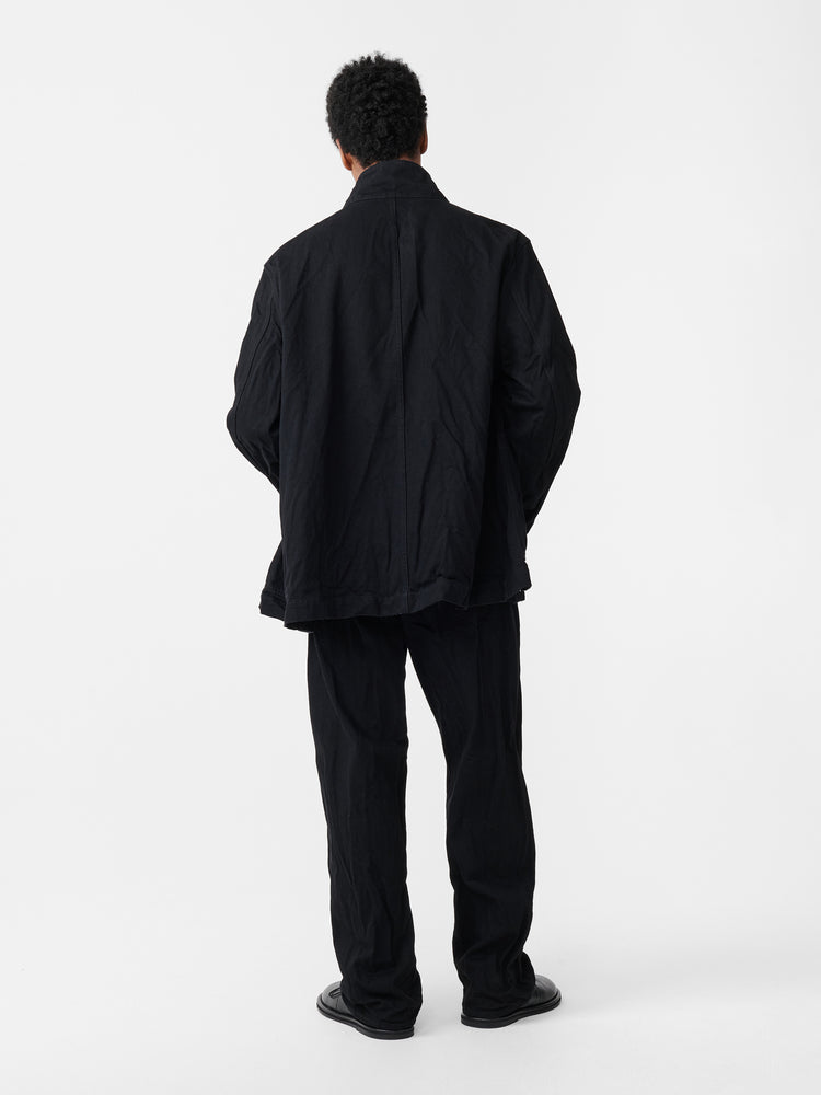 DISTRICT CRINKLE DENIM JACKET IN BLACK