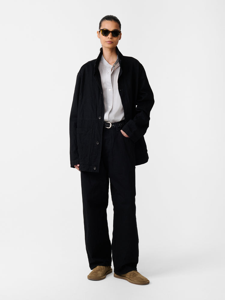 DISTRICT CRINKLE DENIM JACKET IN BLACK