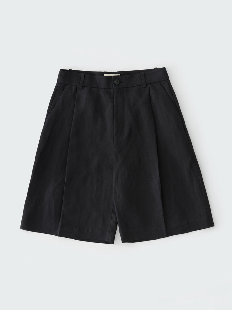 FOWLD LINEN SHORT IN DARKEST NAVY