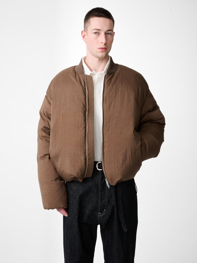 FRYE DOWN BOMBER JACKET IN BARK