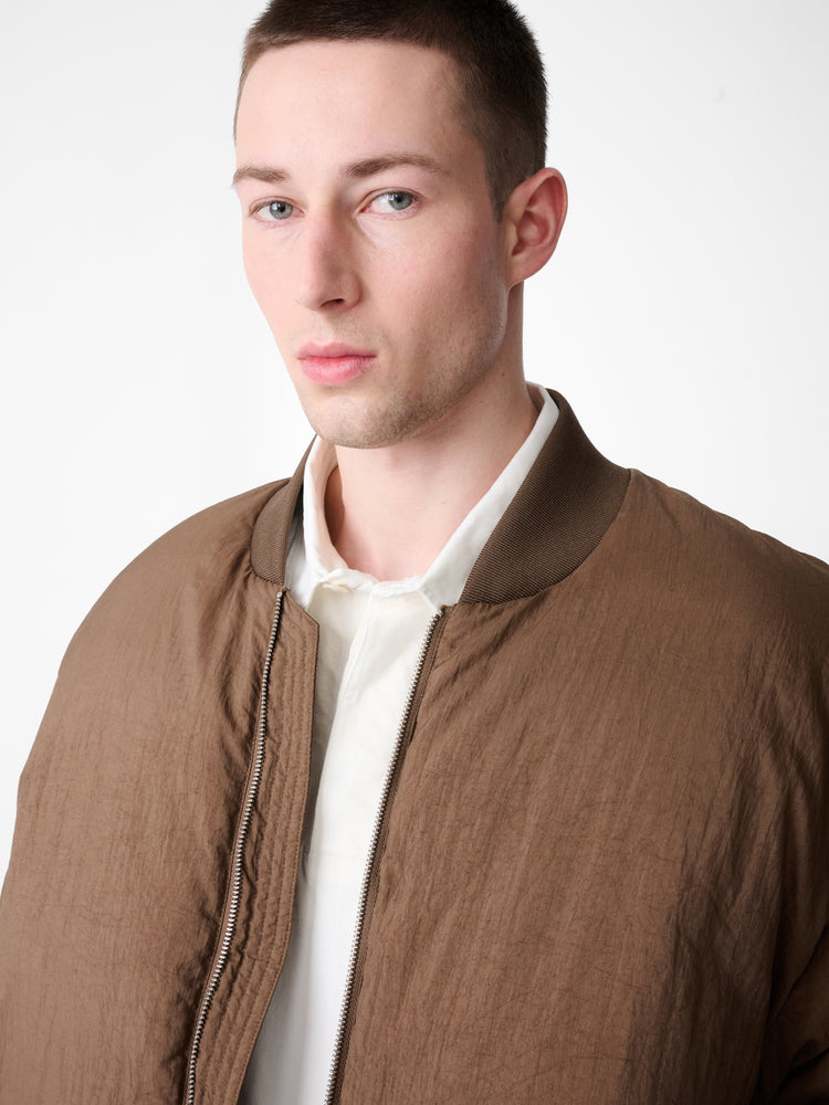 FRYE DOWN BOMBER JACKET IN BARK