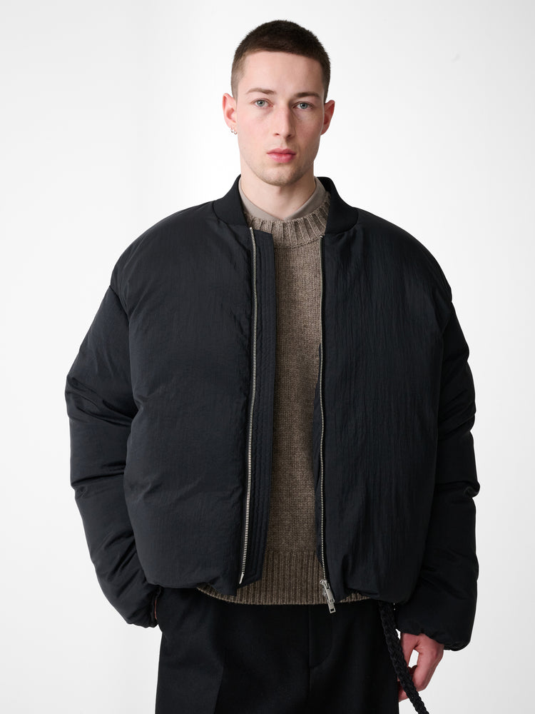 FRYE DOWN BOMBER JACKET IN BLACK