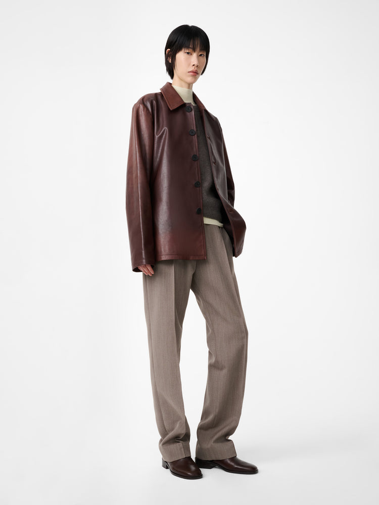 LANDAU LEATHER JACKET IN CHESTNUT