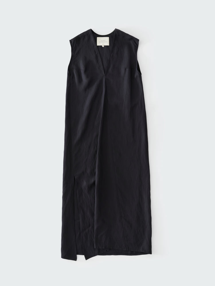 LISE LINEN DRESS IN DARKEST NAVY