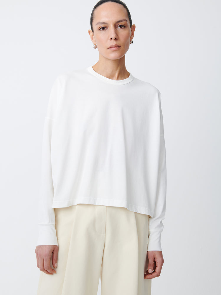 LOOP LONG SLEEVE T-SHIRT IN OPTIC WHITE