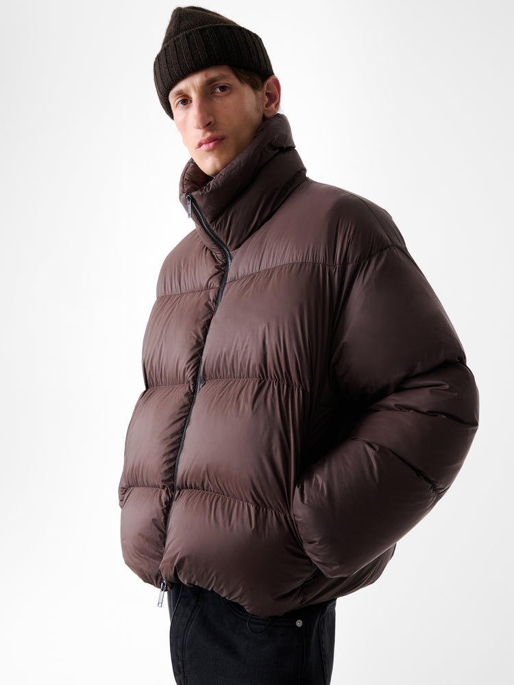 MASSEY PUFFER JACKET IN CHOCOLATE BROWN