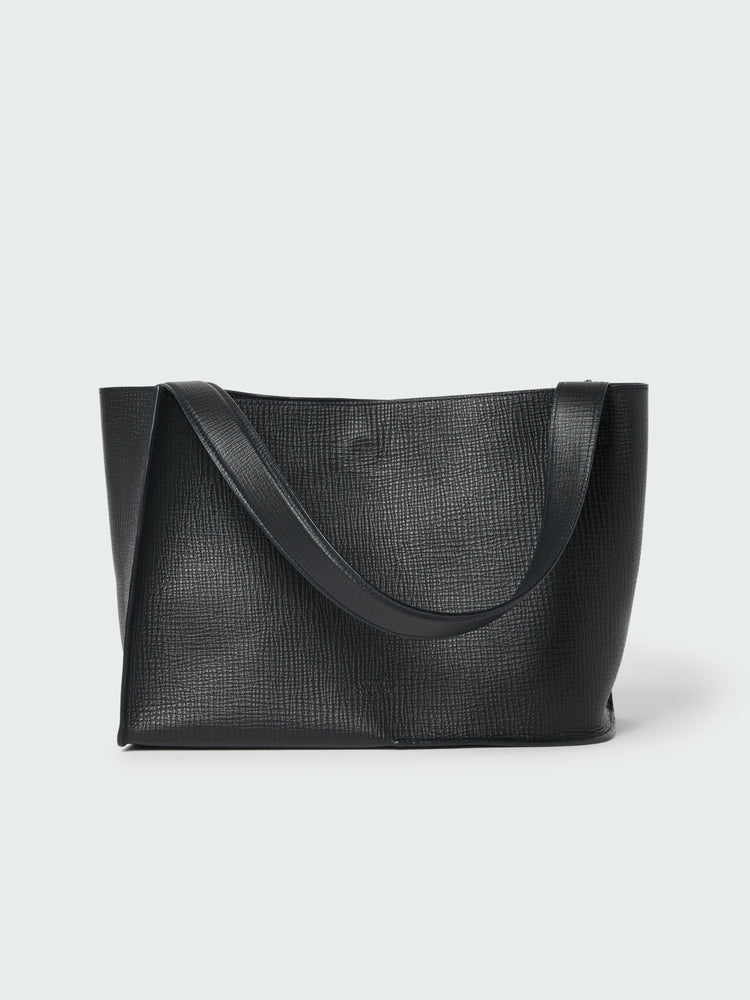 DOUBLET LEATHER MEDI BAG IN DARKEST NAVY