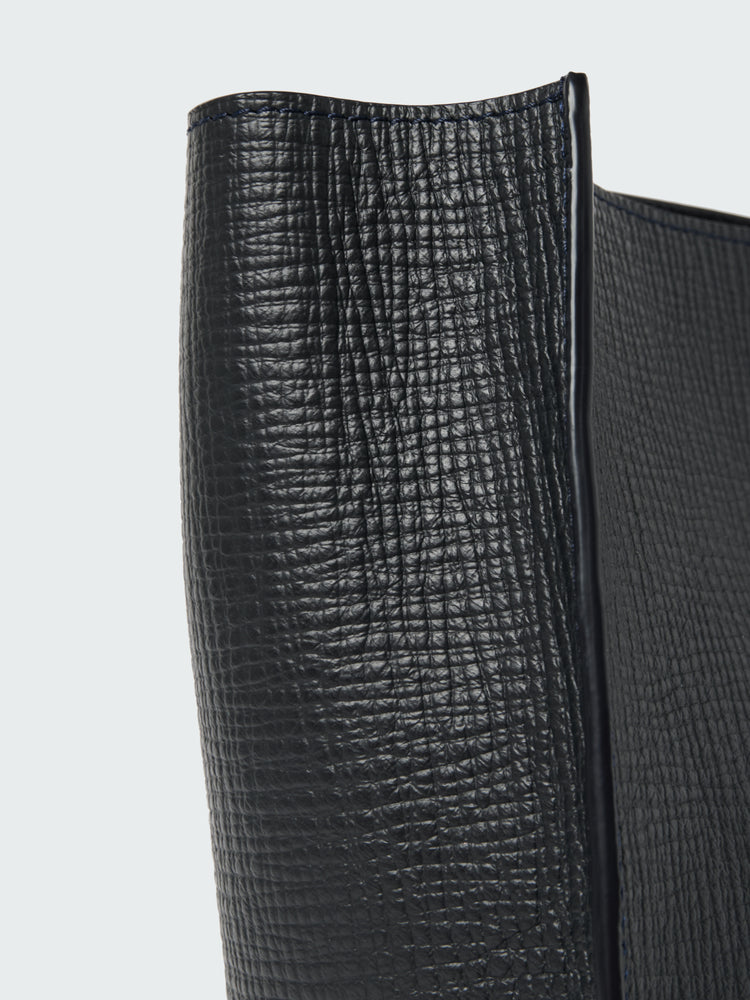 DOUBLET LEATHER MEDI BAG IN DARKEST NAVY