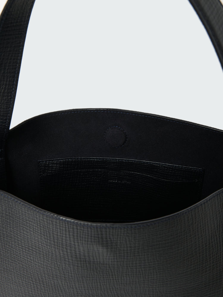 DOUBLET LEATHER MEDI BAG IN DARKEST NAVY