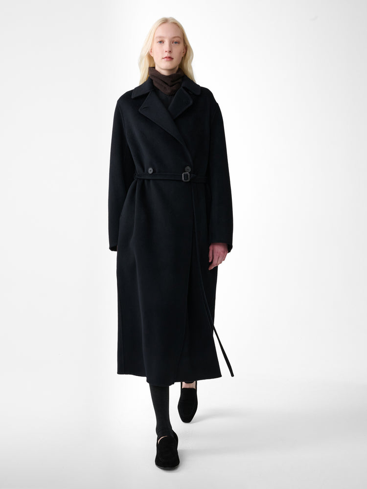 MORI WOOL COAT IN DARKEST NAVY