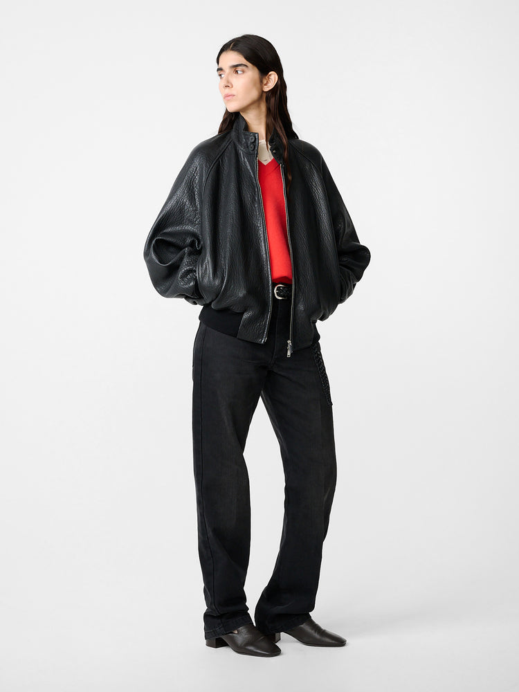 OVER LEATHER JACKET IN BLACK