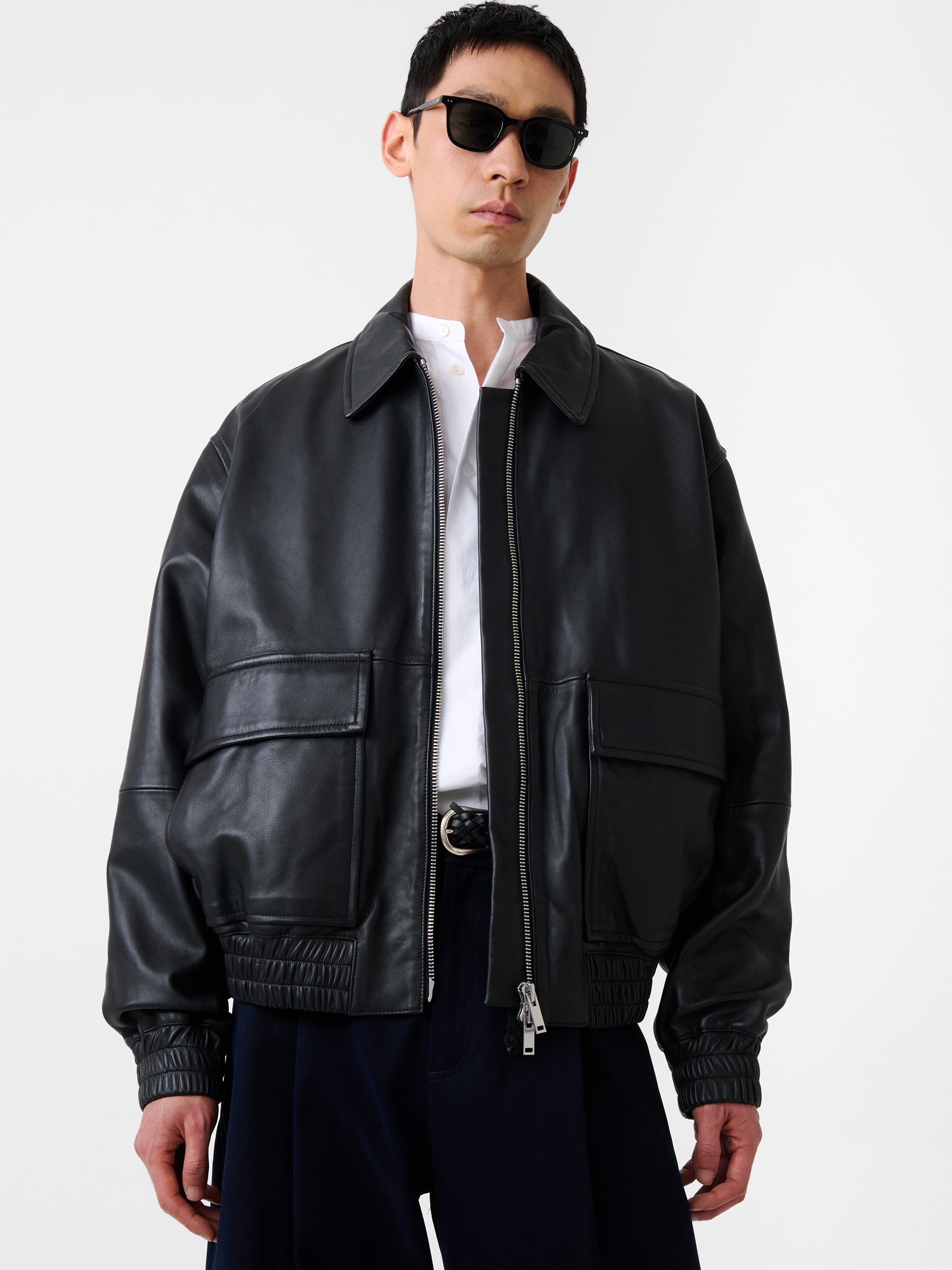 STUDIONICHOLSON　レザージャケット PISTON LEATHER JACKET IN BLACK