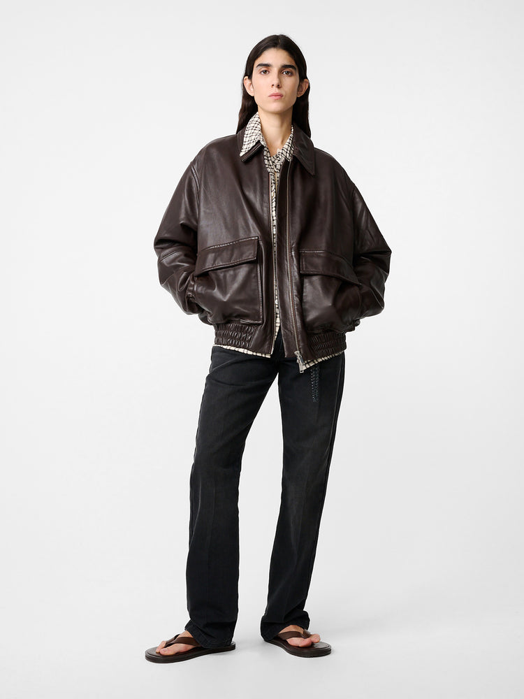 PISTON LEATHER JACKET IN BROWN