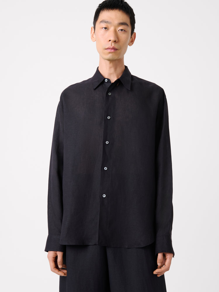 RAFE LINEN SHIRT IN DARKEST NAVY