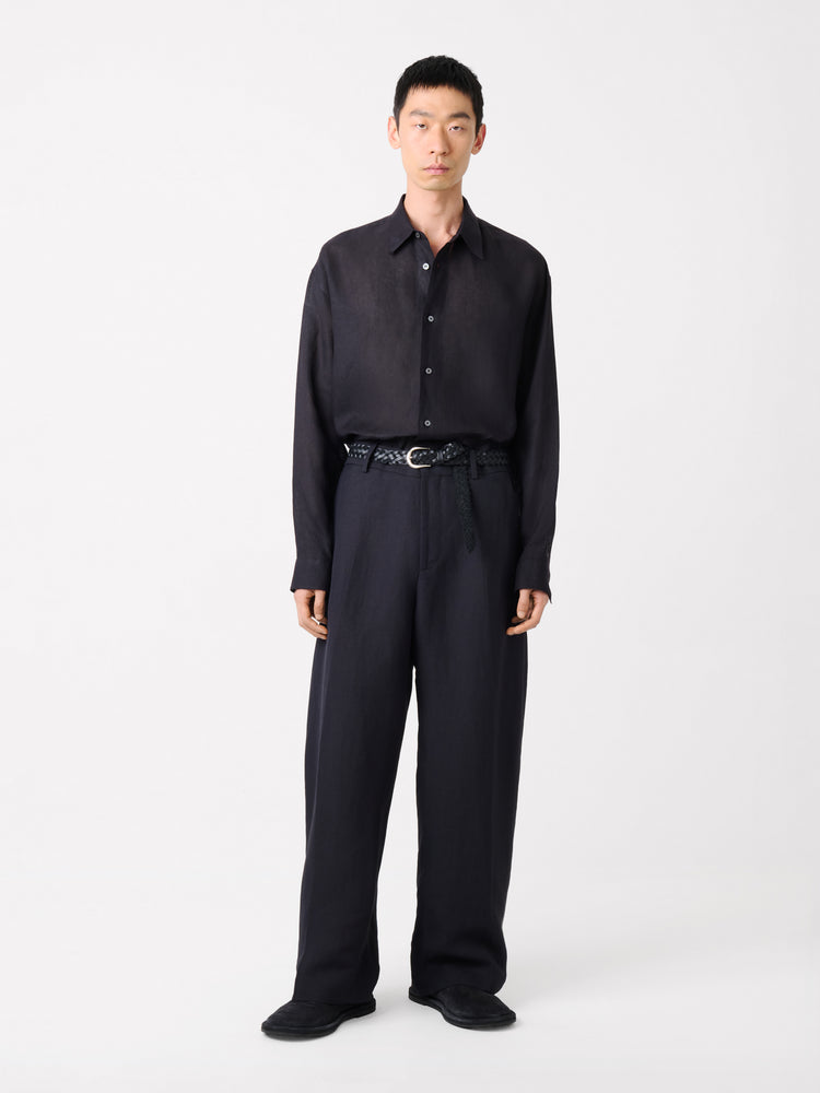 RAFE LINEN SHIRT IN DARKEST NAVY