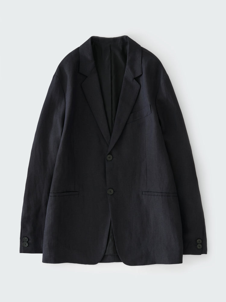 ROVERSI LINEN JACKET IN DARKEST NAVY