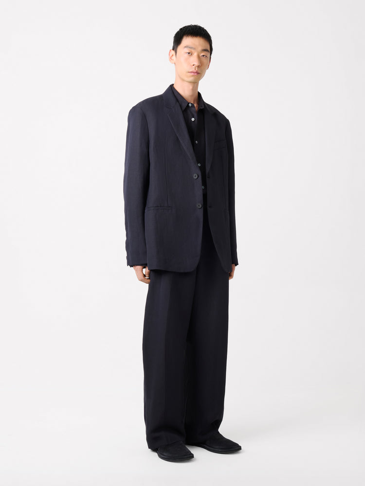 ROVERSI LINEN JACKET IN DARKEST NAVY