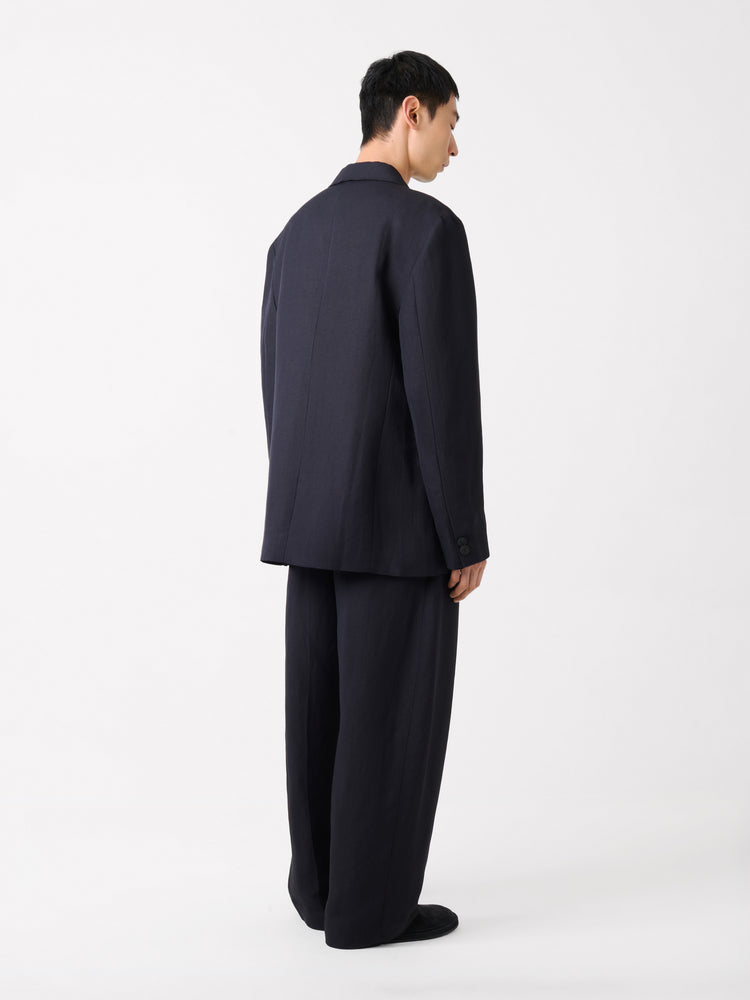 ROVERSI LINEN JACKET IN DARKEST NAVY